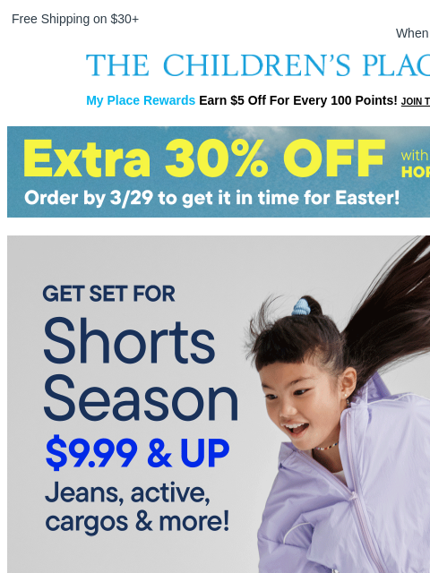 childrensplace newsletter: Getting Ready for... SHORTS SEASON! 🌼