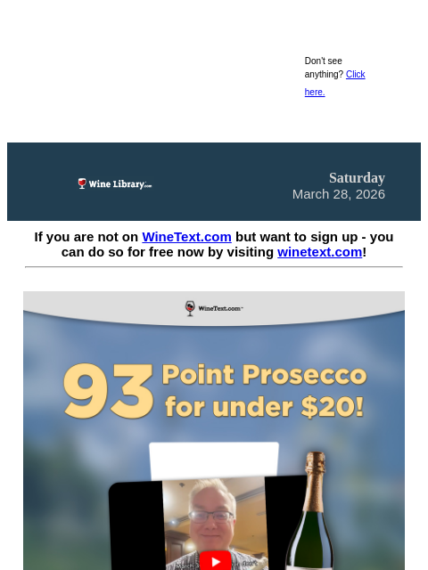 winelibrary newsletter: Huge Prosecco Sale hits this Monday, 3/30, on Wine...