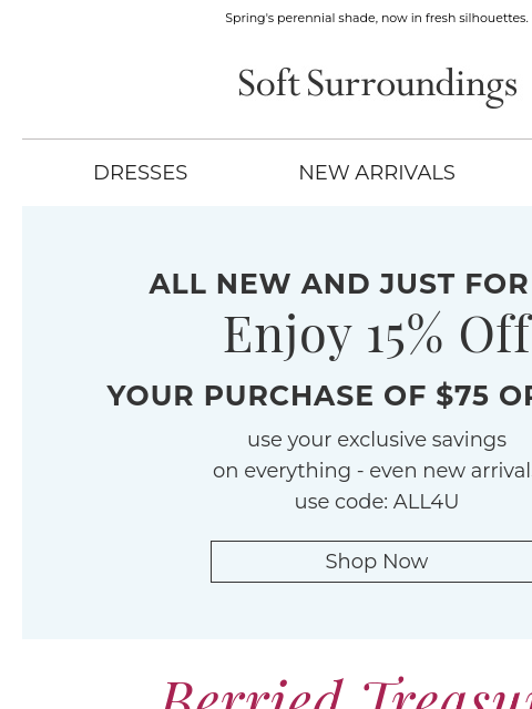 softsurroundings newsletter: Berry: New Styles, Favorite Color