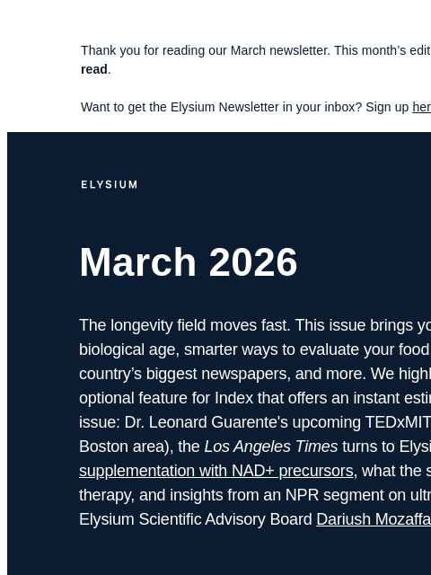 elysiumhealth newsletter: Index adds all new instant Facial Age Analysis