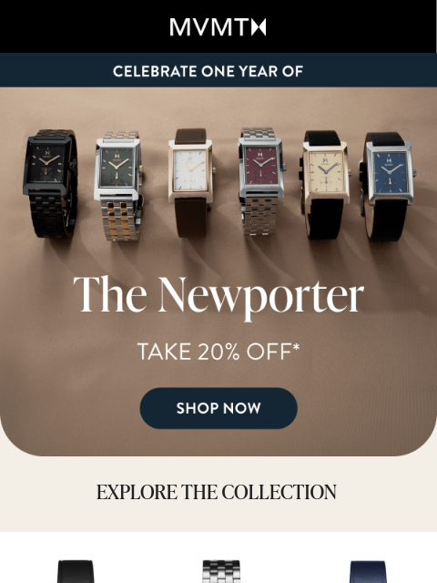 mvmt newsletter: Enjoy 20% Off The Newporter