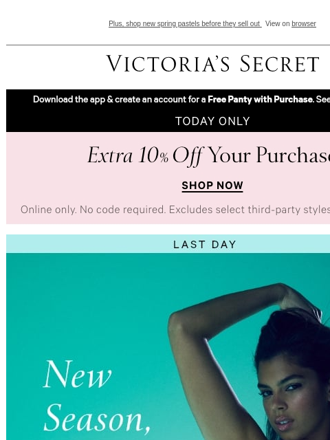 victoriassecret newsletter: Buy 2, Get 1 Free + Extra 10% Off—Today Only