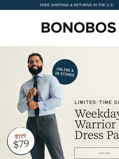 bonobos newsletter: Happening Now: $40 Off Weekday Warriors