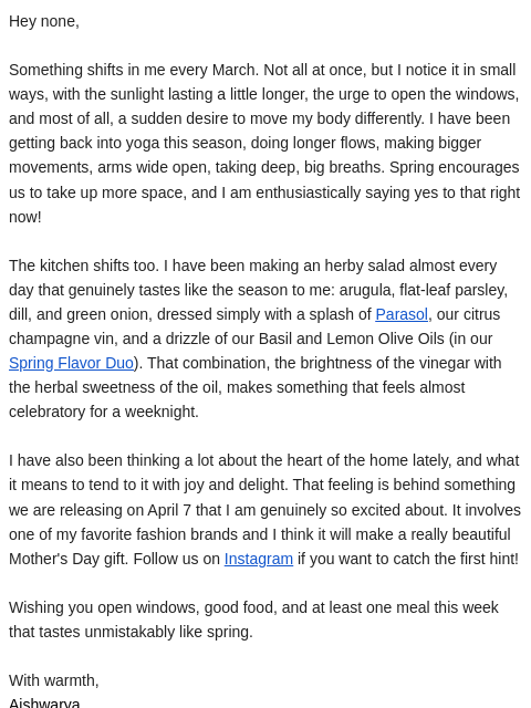 brightland newsletter: On the things that taste like spring