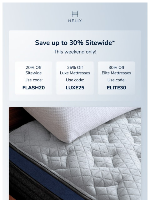 helixsleep newsletter: Don’t miss this FLASH SALE!
