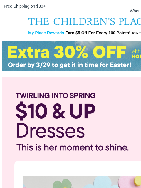 childrensplace newsletter: Worth the Twirl: $10 & Up Spring Dresses