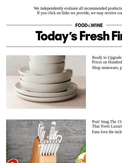 foodandwine newsletter: Snag This 'Luxurious' Cuisinart Knife Set While It...