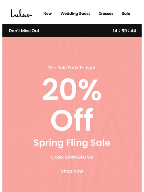 lulus newsletter: 20% Off Select Event Dresses = Ends Tonight​