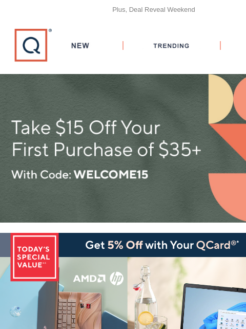 qvcemail newsletter: HP TSV® & 5 Easy Pays on Everything + Get $15 Off