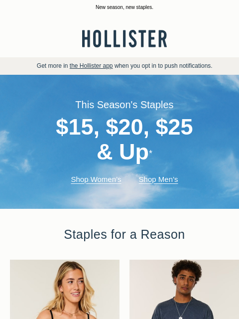hollisterco newsletter: Stock up on this season’s staples 👏