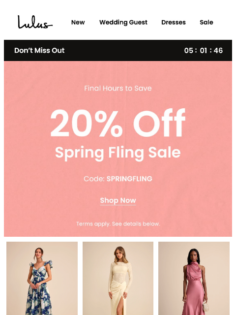 lulus newsletter: SPRING FLING SALE ENDS TONIGHT⌛​