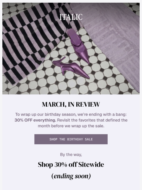 italic newsletter: Final 48 Hours: 30% off Sitewide Ends Soon
