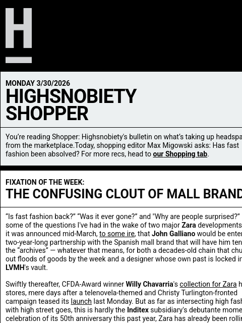 highsnobiety newsletter: Is Fast Fashion Cool Again?
