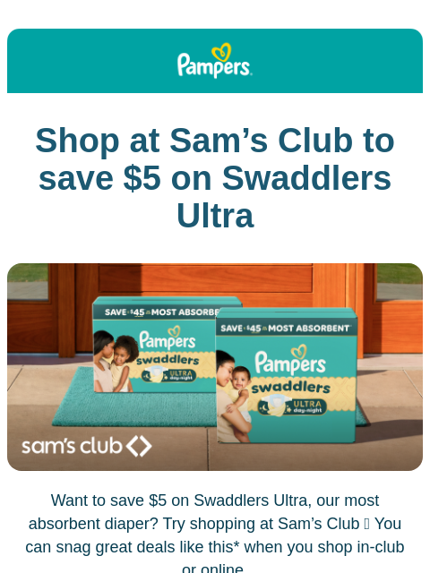 pampers newsletter: Save $5 on Swaddlers Ultra