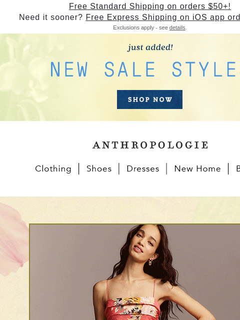 anthropologie newsletter: Just in: New sale styles