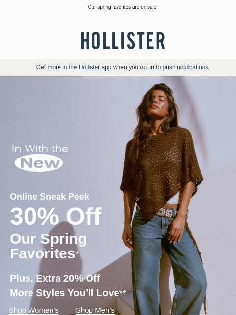 hollisterco newsletter: Your online sneak peek starts now 👀