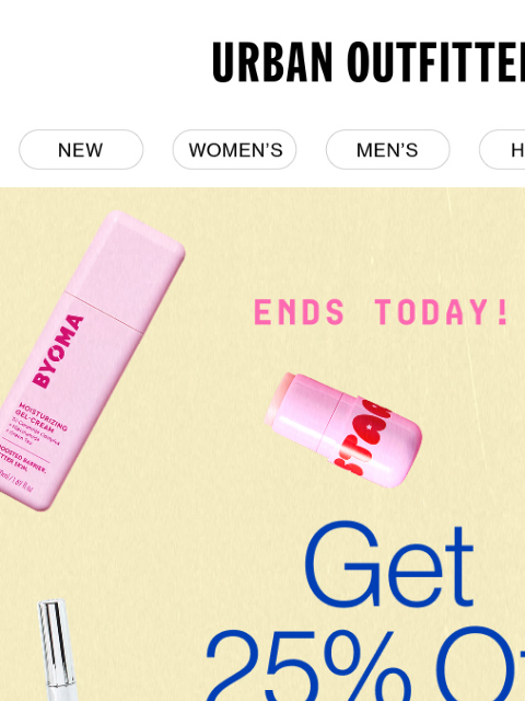 urbanoutfitters newsletter: ENDS TONIGHT: 25% Off 3+ Beauty Items 💄
