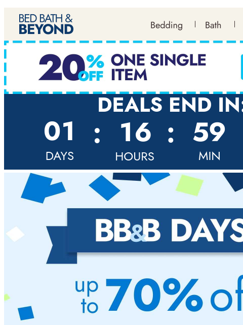 bedbathandbeyond newsletter: Unbeatable rug, bedding & bath deals at BB&B Days