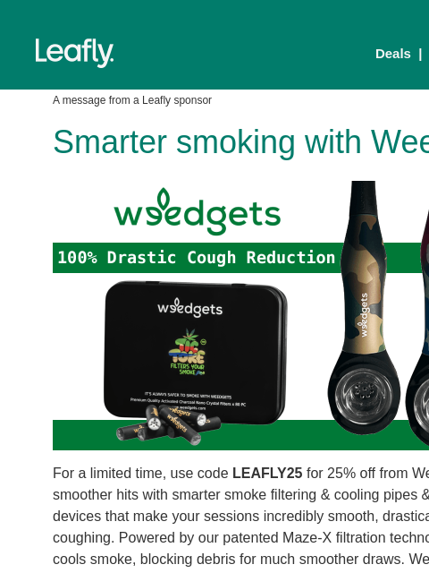 leafly newsletter: Be kind to your lungs with Weedgets 🍃