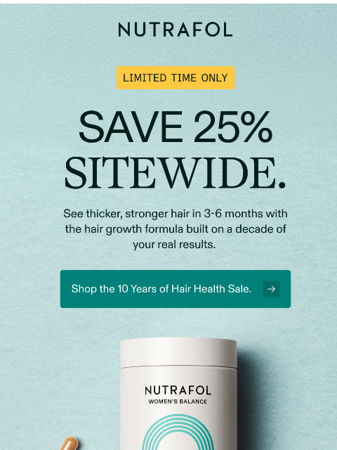 nutrafol newsletter: 25% off sitewide. Don’t miss this.