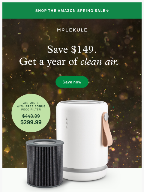 molekule newsletter: ENDS TODAY: Save $60 + get a FREE bonus filter