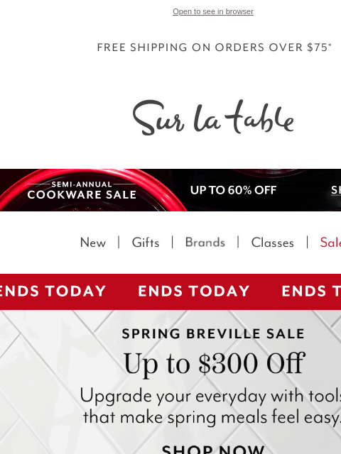 surlatable newsletter: Today's the Day: Breville, Shun & More