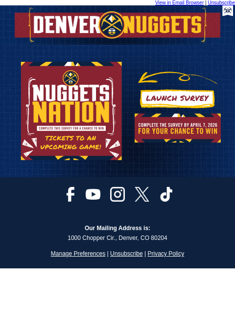thedenvernuggets newsletter: Share Your Feedback for Chance to Win!