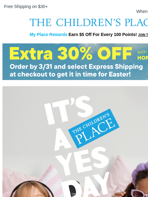 childrensplace newsletter: YES to the Cutest New Spring PJs 😄