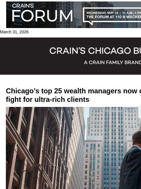 crainalerts newsletter: Chicago's 25 largest wealth managers