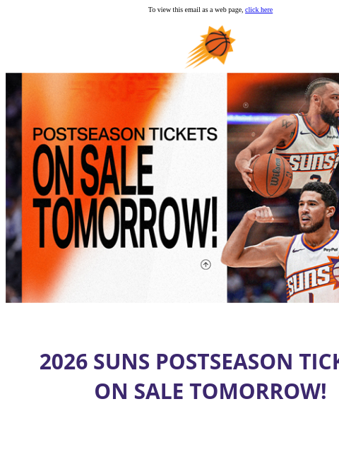suns newsletter: Suns 2026 Postseason Tickets On Sale Tomorrow!