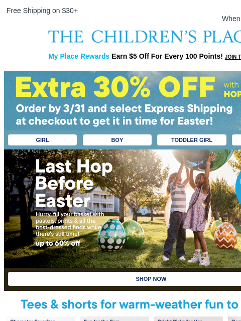 childrensplace newsletter: Going Wild for $9.99+ Shorts Styles!