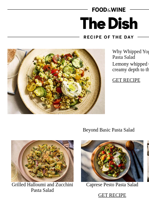 foodandwine newsletter: Creamy Ditalini Pasta Salad