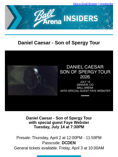 kroenkeentertainment newsletter: Just Added: Daniel Caesar | Benson Boone | Weezer ...