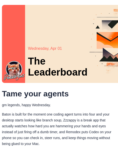 producthunt newsletter: 😸 Pitch your product. Win $1M