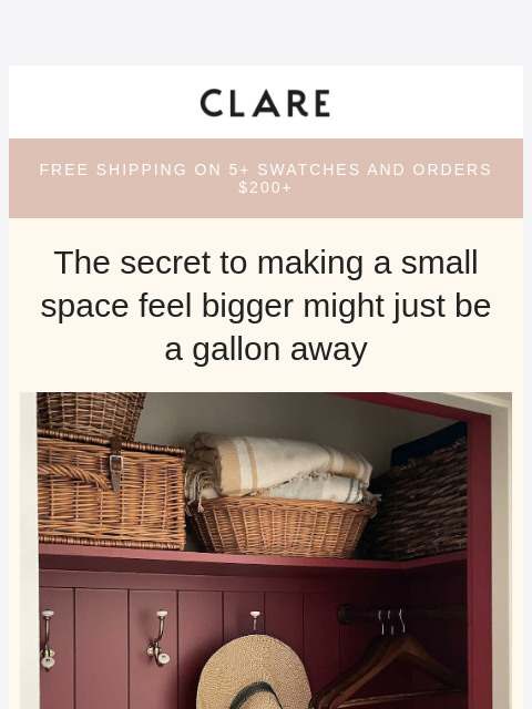 clare newsletter: Smart color moves for compact rooms.