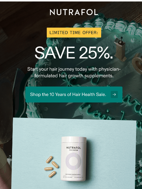 nutrafol newsletter: 25% off sitewide. Don't miss this.