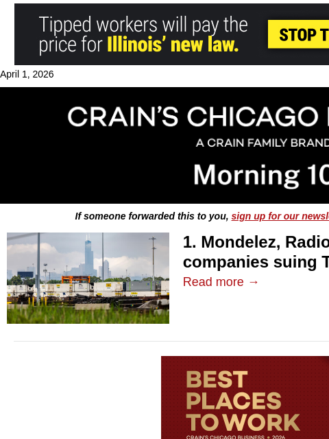 crainalerts newsletter: ​Illinois firms seeking tariff refunds
