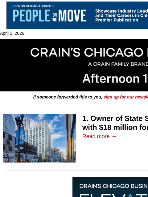 crainalerts newsletter: State Street retail landlord hit with foreclosure