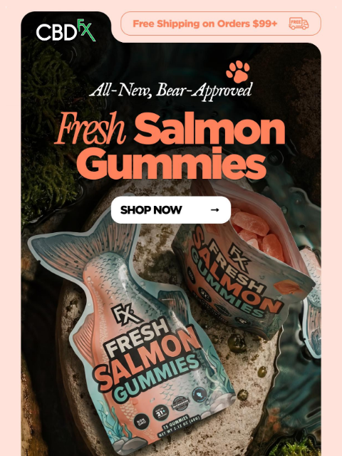 cbdfx newsletter: New Product Drop: Fresh Salmon Gummies! 🐟