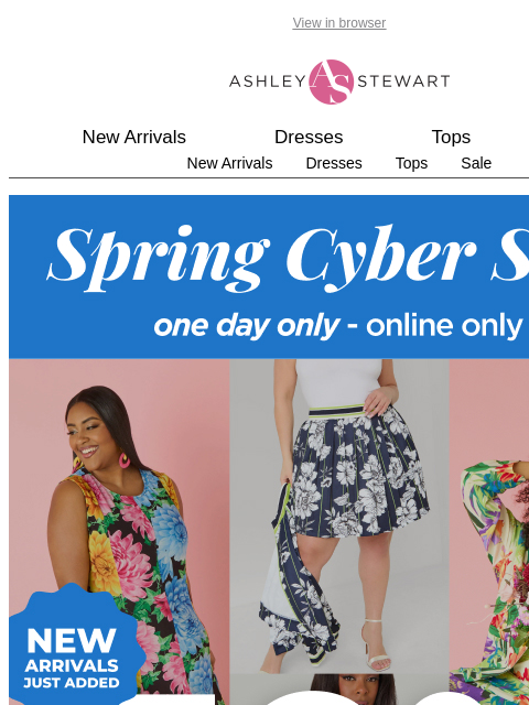 ashleystewart newsletter: 🚨50% off EVERYTHING Spring Cyber Deal ends TONIGH...