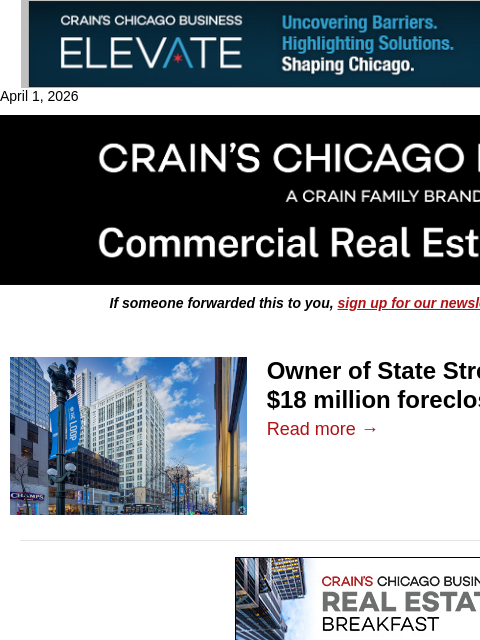 crainalerts newsletter: More State Street distress