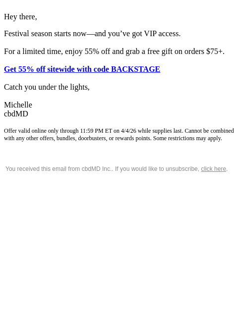 cbdmd newsletter: 🚨 Guys, 55% Off + Free Gift Starts Now