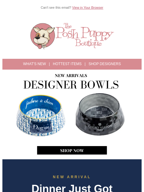 poshpuppyboutique newsletter: Dine in Style 🍽️ New Designer-Inspired Bowls Are ...