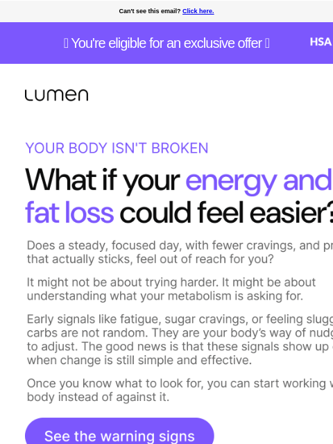 lumen newsletter: Still tired and not losing weight? Read this.