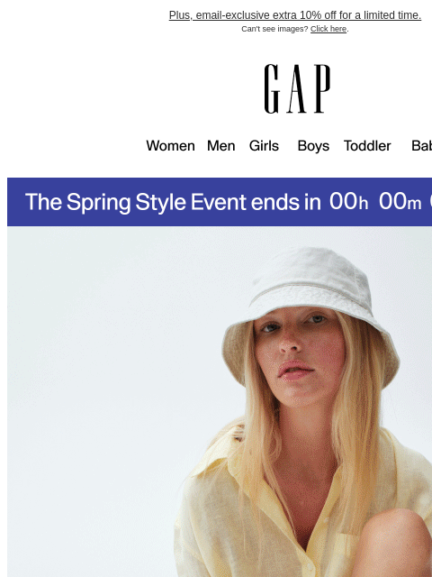 gap newsletter: Disappearing soon: take 50% off your purchase by m...