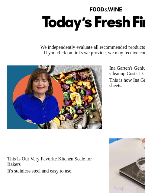 foodandwine newsletter: Ina Garten's Genius Hack for Easy Sheet Pan Cleanu...