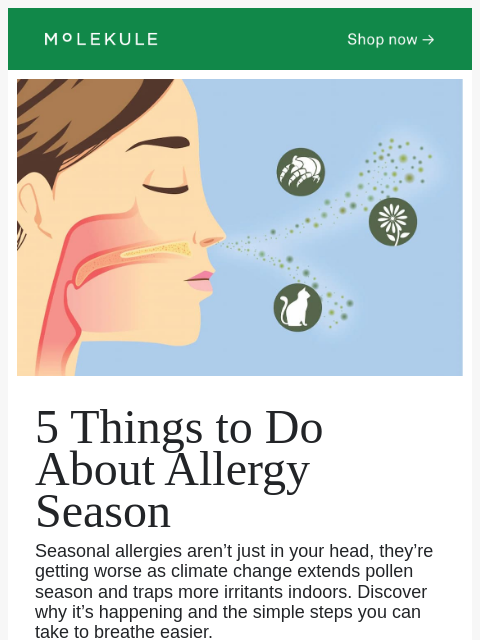 molekule newsletter: 5 Things to Do About Allergy Season 🌸🤧
