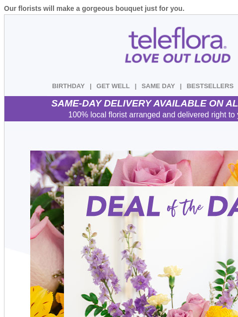 teleflora newsletter: Hop on this Deal 🐰 25% Off All Flowers