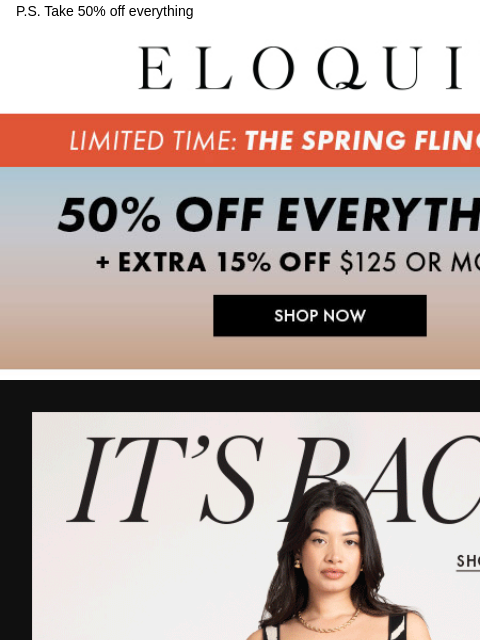 PS Take 50% off everything Logo Promo Hero GIF Hero2 Daily Deals New Arrivals MM NEW ARRIVALS BEST SELLERS DRESSES WORKWEAR DAILY DEAL SALE You are receiving this email because you signed up to receive