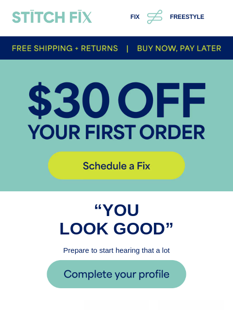 stitchfix newsletter: New here? Start with $30 off